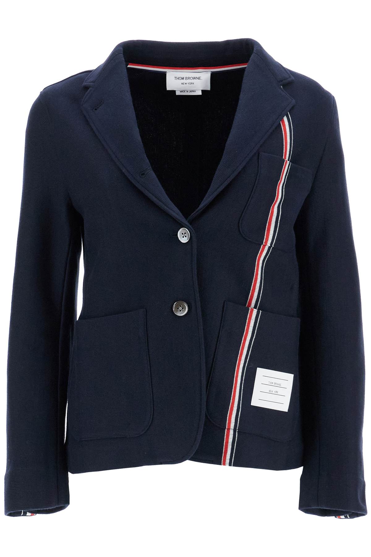 single-breasted cotton knit jacket FJT331A J0139 NAVY