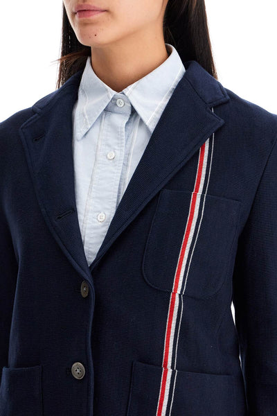 single-breasted cotton knit jacket FJT331A J0139 NAVY