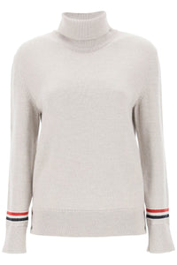 turtleneck sweatear with tricolor intarsia FKA425AY1002 BEIGE