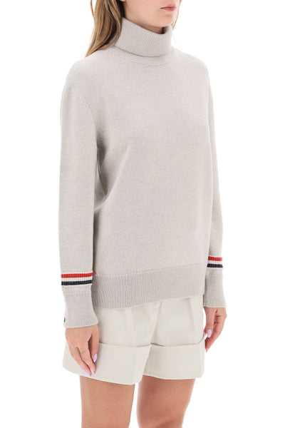 turtleneck sweatear with tricolor intarsia FKA425AY1002 BEIGE