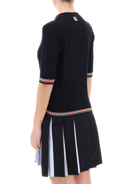 pointelle-knit t-shirt FKA458AY3037 NAVY