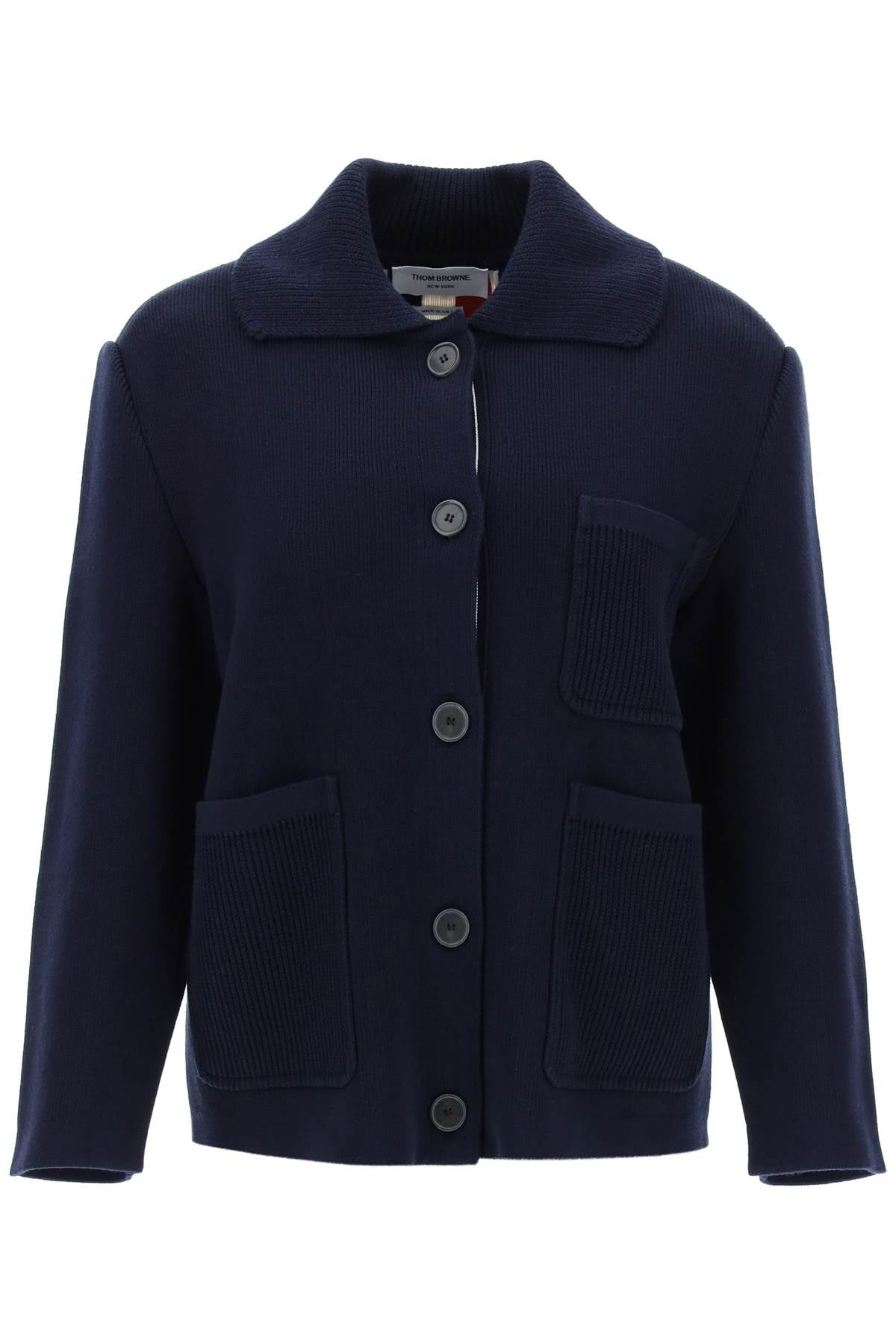 cotton-cashmere knit jacket FKJ090AY3028 NAVY