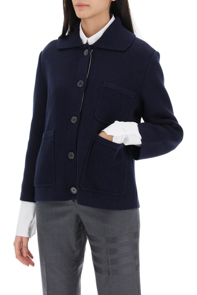 cotton-cashmere knit jacket FKJ090AY3028 NAVY