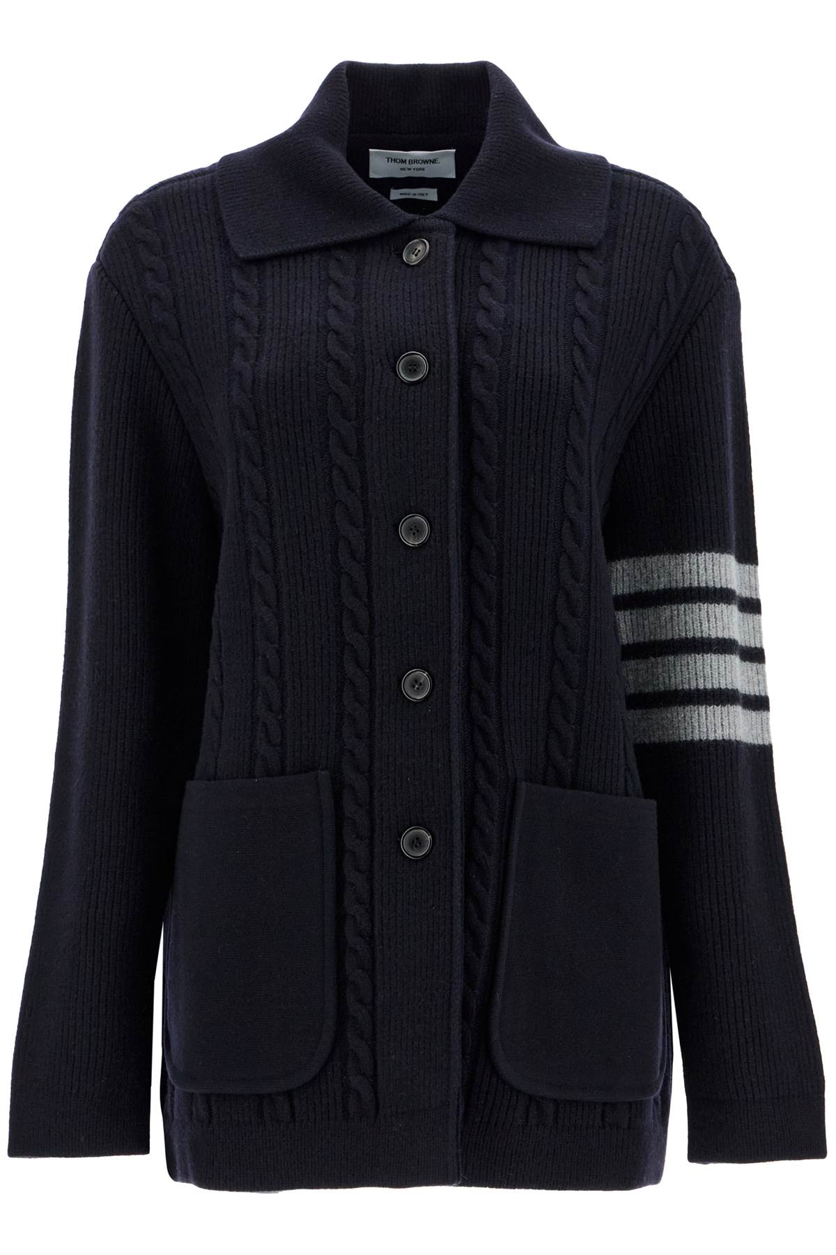 '4-bar heavy knit cardigan FKJ097A Y1019 NAVY