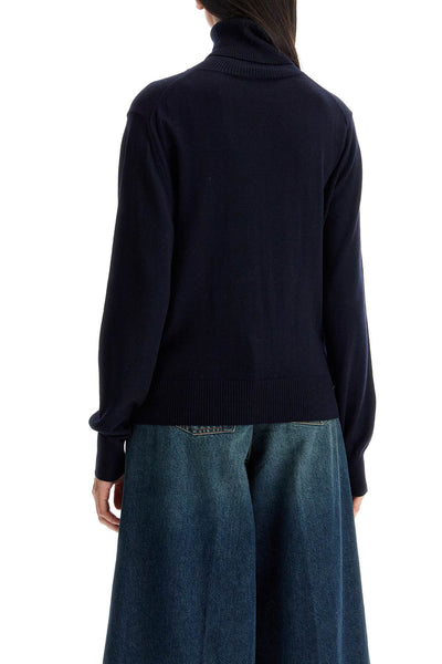 high-neck pullover with embroidery FKS411 KN0025 BLEU NUIT