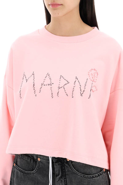 "organic cotton sweatshirt with hand-embroid FLJE0198S1UTC275 MAGNOLIA