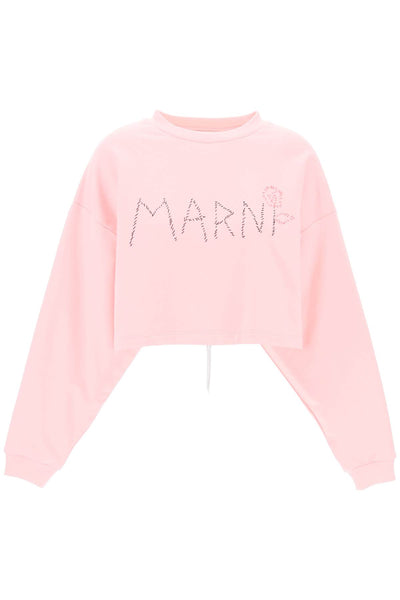 "organic cotton sweatshirt with hand-embroid FLJE0198S1UTC275 MAGNOLIA