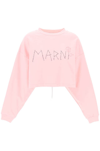 "organic cotton sweatshirt with hand-embroid FLJE0198S1UTC275 MAGNOLIA