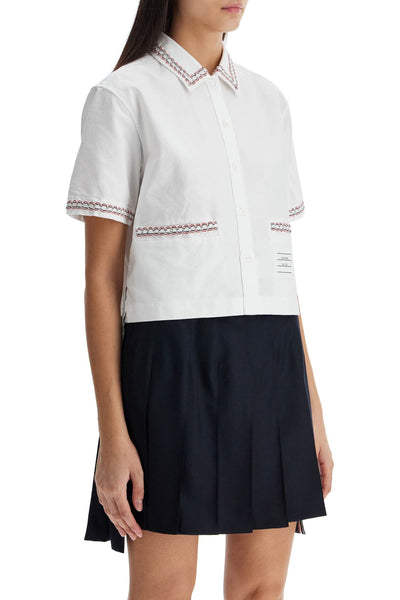 cropped oxford shirt for women FLL191B F0313 WHITE