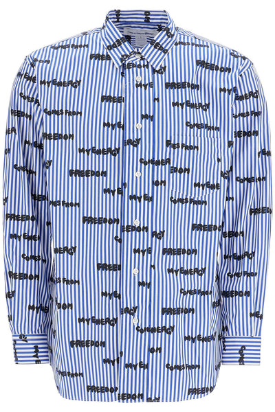 COMME DES GARCONS SHIRT striped printed shirt | Italystation.com - Shop Now at italystation.com
