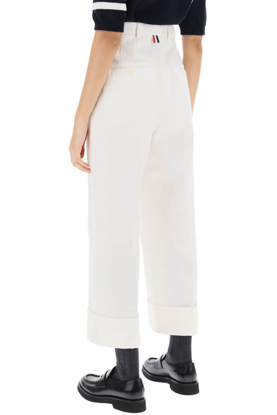 cropped wide leg jeans FTC444UF0345 OFF WHITE