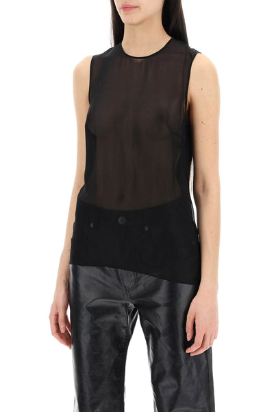 sleeveless silk top in FTK201 SE0008 NOIR