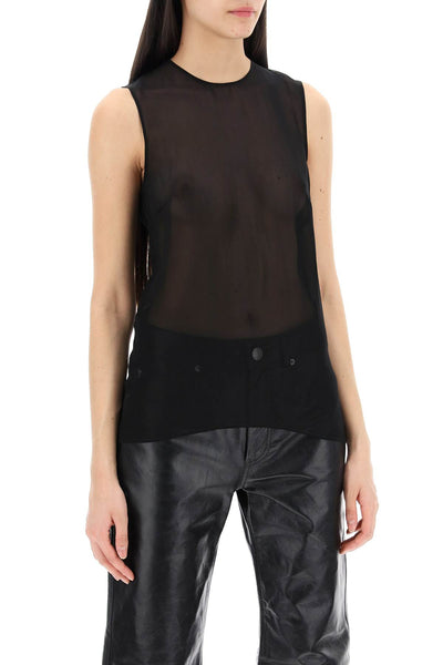 sleeveless silk top in FTK201 SE0008 NOIR