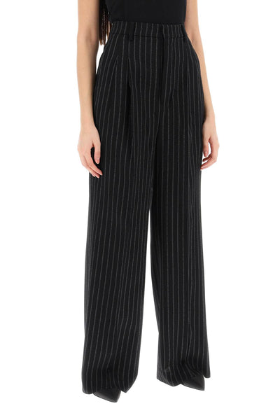 wide-legged pinstripe trousers with FTR418 WV0040 NOIR CRAIE