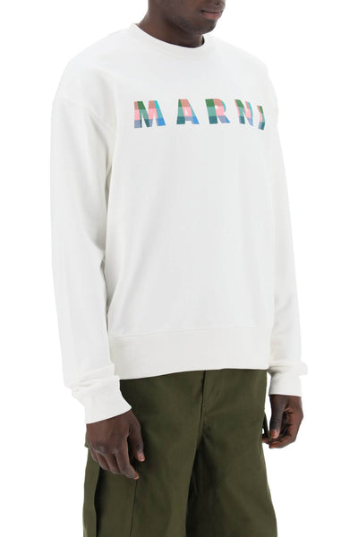 Marni sweatshirt with plaid logo FUMU0074PFUSCW62 NATURAL WHITE