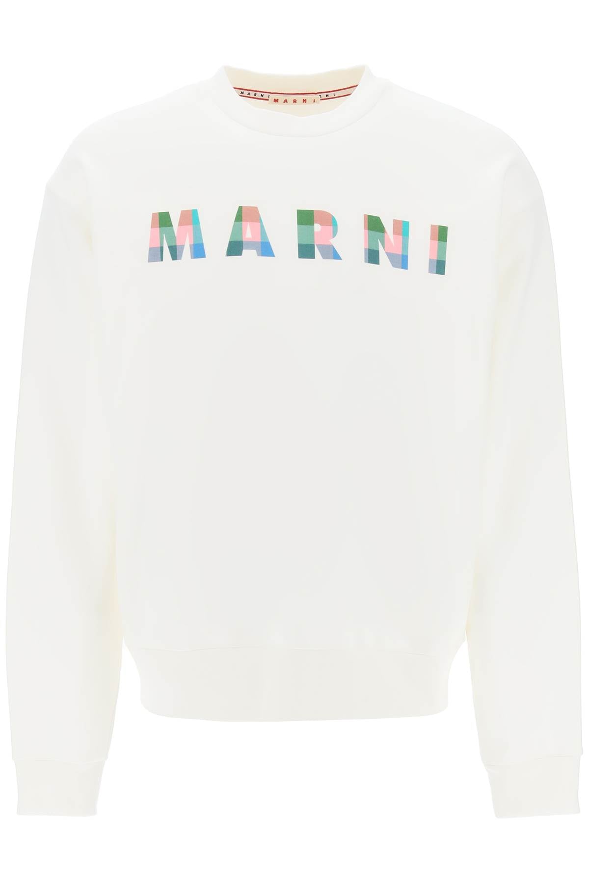 Marni sweatshirt with plaid logo FUMU0074PFUSCW62 NATURAL WHITE