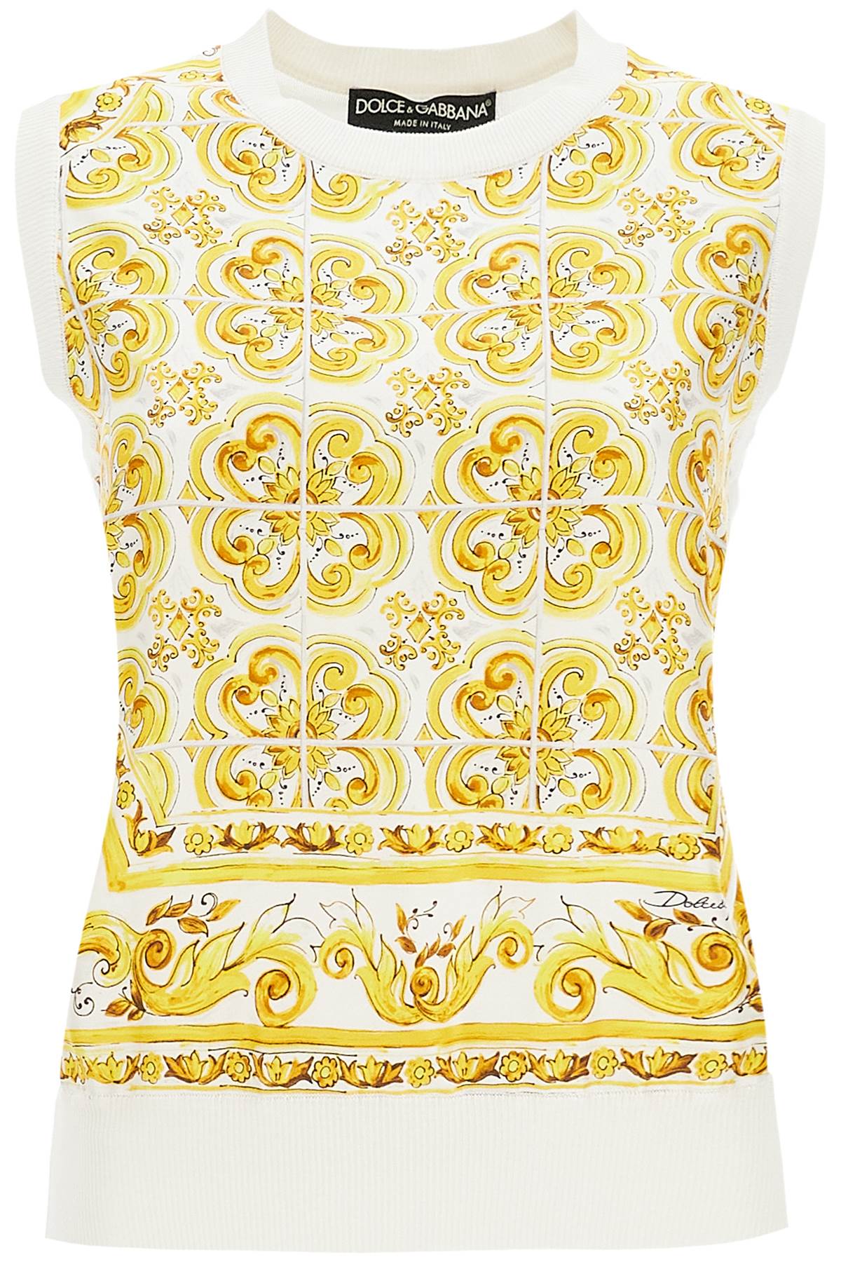 "silk sleeveless top with mai FXT06T JBSJE TRIS MAIOLICA GIALLO