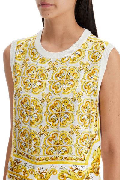 "silk sleeveless top with mai FXT06T JBSJE TRIS MAIOLICA GIALLO