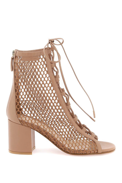 Gianvito rossi open-toe mesh ankle boots with G50638 70RIC NGI PRALINE PRALINE