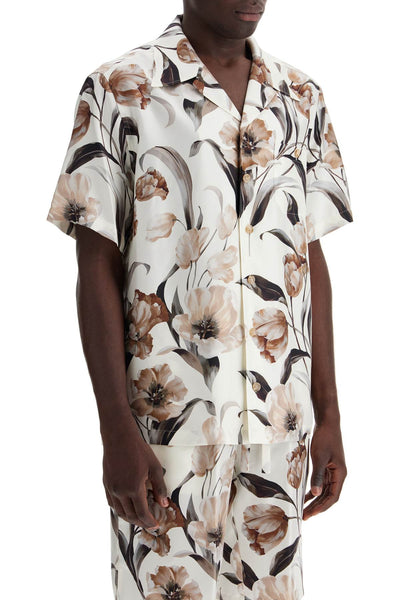 silk tulip print hawaiian shirt set G5JH9T IS1UW TULIPANI FDO LATTE
