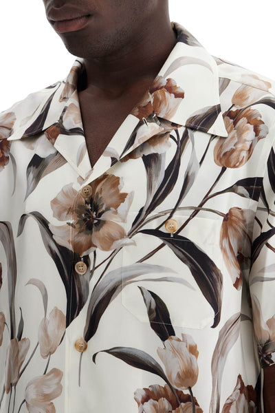 silk tulip print hawaiian shirt set G5JH9T IS1UW TULIPANI FDO LATTE