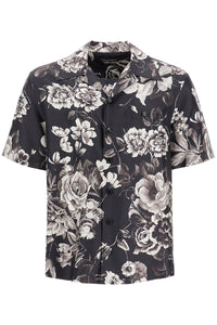 hawaii silk shirt with floral print set G5JH9T IS1VS FIORI GRIGI FDO NERO