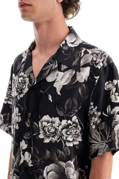 hawaii silk shirt with floral print set G5JH9T IS1VS FIORI GRIGI FDO NERO