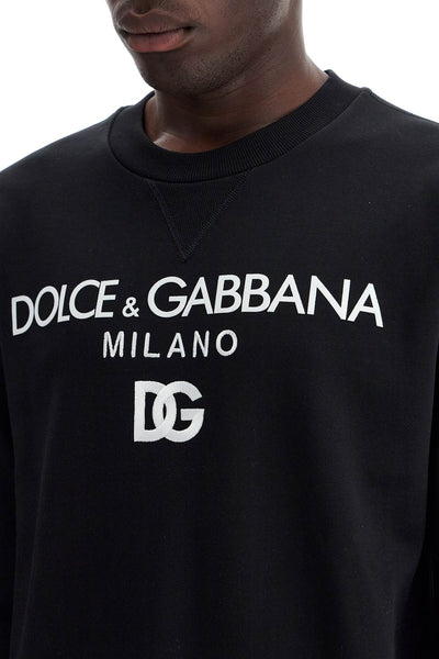 "round neck sweatshirt with dg embroidery and lettering G9ACGZ FU7DU NERO