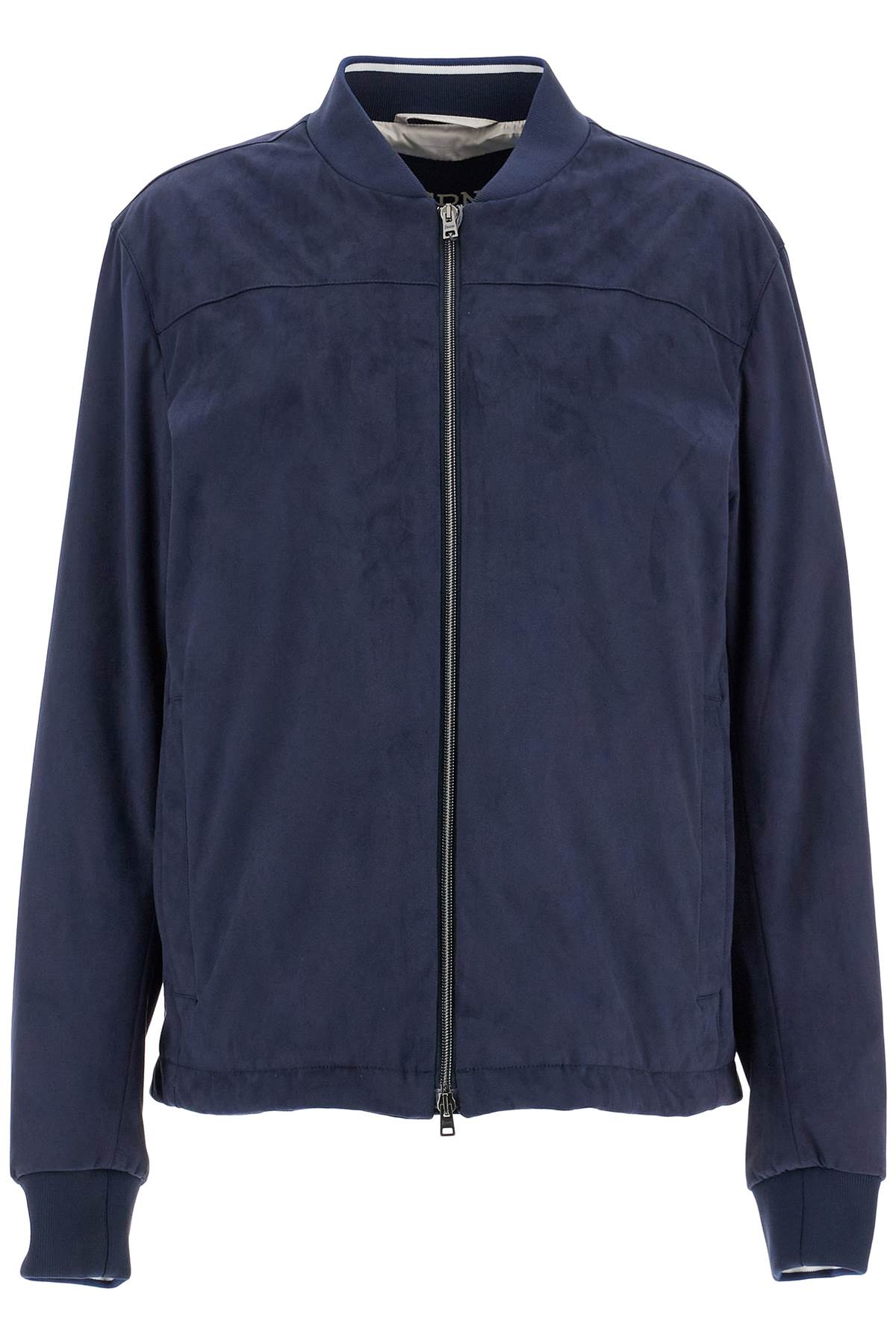 dark blue suede bomber with mandarin collar GI000480U 12454 BLU RESORT