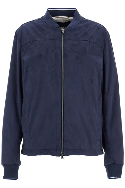 dark blue suede bomber with mandarin collar GI000480U 12454 BLU RESORT