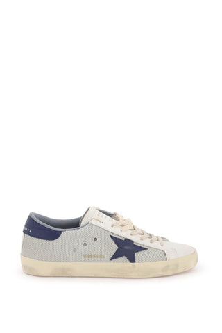 Golden goose "super-star sneakers in mesh and leather GMF00101 F005400 LIGHT SILVER BLUE WHITE