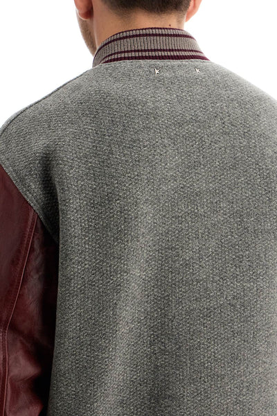 melange wool bomber jacket GMP00834 P001675 MELANGE GREY/ VINEYARD WINE