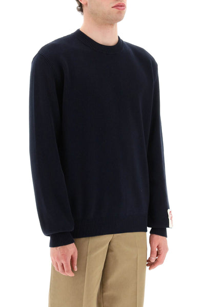 Golden goose davis cotton sweater with logo GMP00841 P000662 DARK BLUE