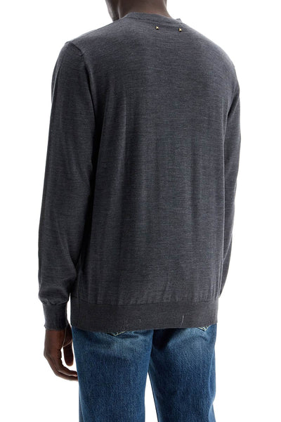 lightweight distressed wool pullover sweater GMP00947 P000665 DARK GREY MELANGE