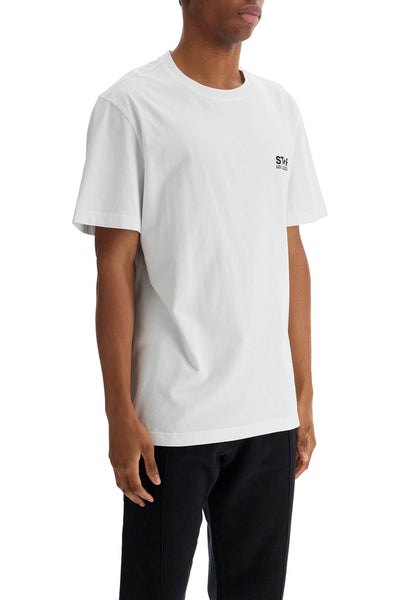 GOLDEN GOOSE white cotton men's t-shirt with large black | Italystation.com - Shop Now at italystation.com
