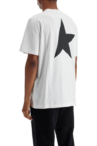 GOLDEN GOOSE white cotton men's t-shirt with large black | Italystation.com - Shop Now at italystation.com