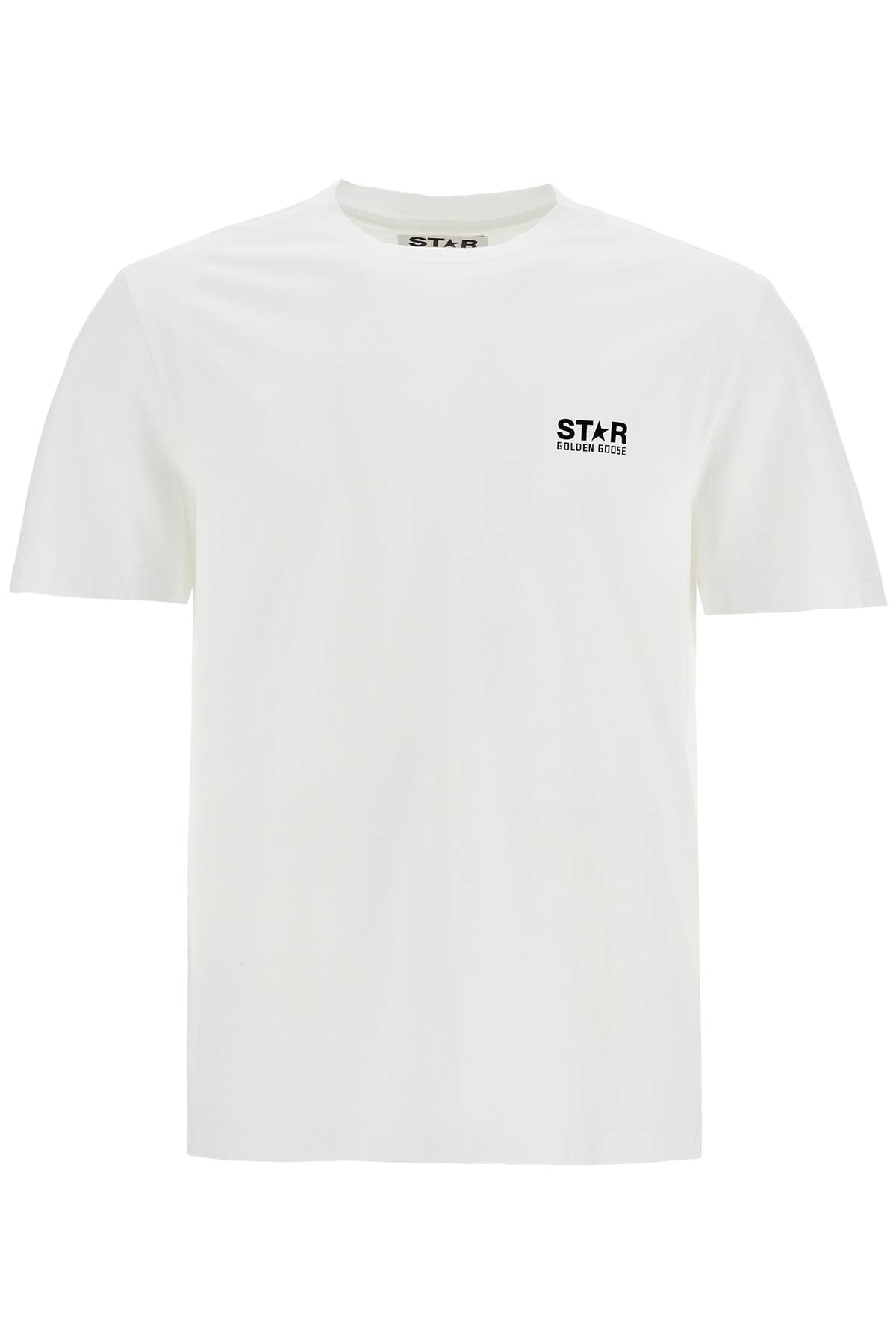 GOLDEN GOOSE white cotton men's t-shirt with large black | Italystation.com - Shop Now at italystation.com