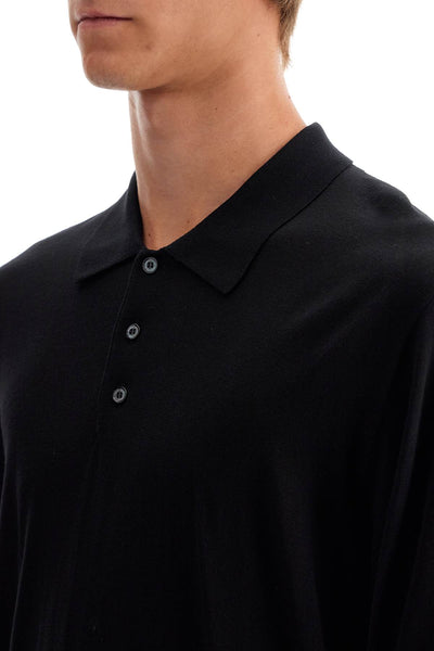 long-sleeved wool polo shirt GMP01353 P001041 BLACK