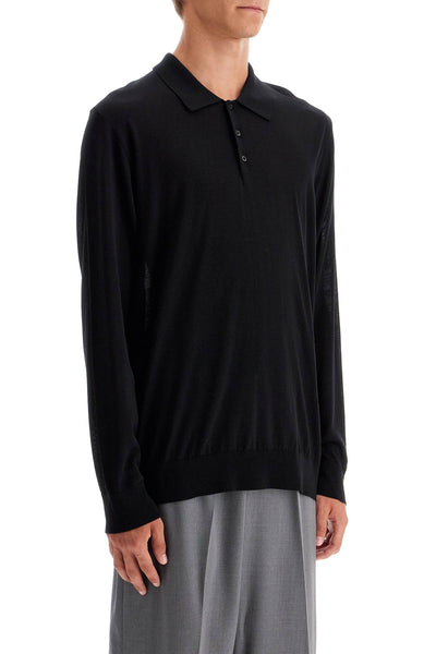 long-sleeved wool polo shirt GMP01353 P001041 BLACK