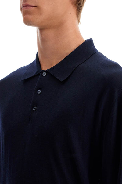 long-sleeved wool polo shirt GMP01353 P001041 NAVY