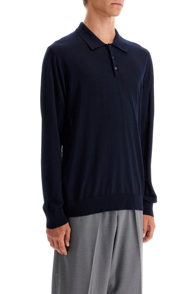 long-sleeved wool polo shirt GMP01353 P001041 NAVY