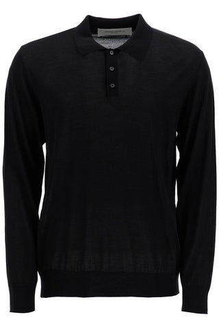 long-sleeved wool polo shirt GMP01353 P001041 BLACK