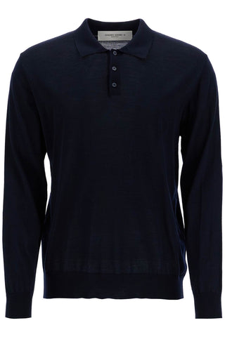 long-sleeved wool polo shirt GMP01353 P001041 NAVY