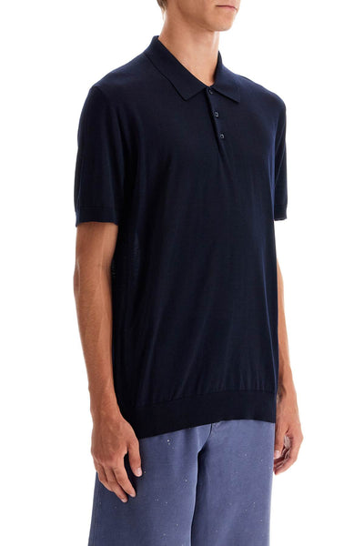 short-sleeved wool polo shirt GMP01412 P001041 NAVY