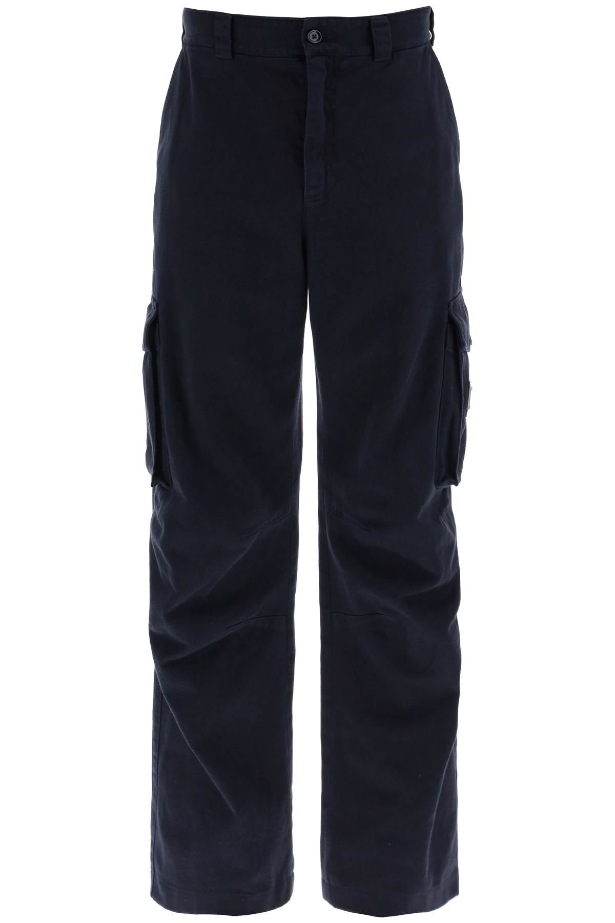 cargo pants with logo plaque GP01WT G8KH2 BLU SCURISSIMO 1