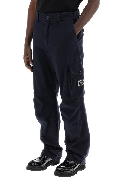 cargo pants with logo plaque GP01WT G8KH2 BLU SCURISSIMO 1