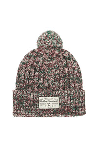 multicolor wool beanie hat with pom pom. GUP01234 P001753 HERITAGE WHITE/ WINDSOR WINE/ GREEN