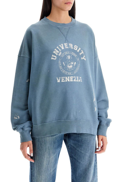 vintage college-style sweatshirt with GUP01938 P001631 WINDWARD BLUE/ HERITAGE WHITE