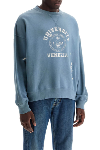 vintage college-style sweatshirt with GUP01938 P001631 WINDWARD BLUE/ HERITAGE WHITE