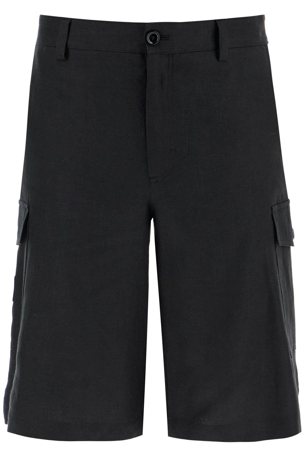 linen cargo bermuda shorts for GV5TAT GI437 NERO